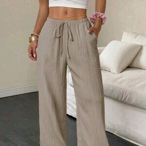 Textured Fabric Long Pants